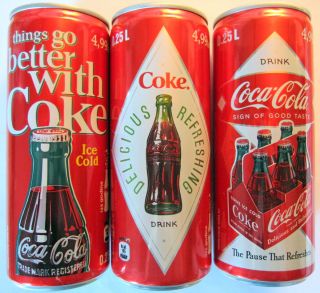 Set of 3 Coca Cola Cans Rare Croatia Full Unopened Coke Soda Retro 125
