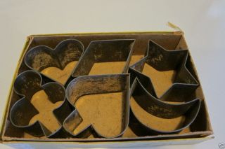 Vintage Cookie Cutters Metal 3 5 to 4 75 inches Set of 6 Card Symbols