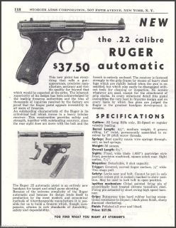  STURM, RUGER .22 Automatic PISTOL AD Collectible Firearms Advertising