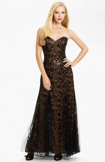 Sean Collection Strapless Lace Gown