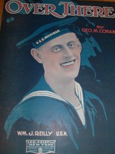 Sheet Music WW I Over There 1917 Military Cohan Large Size