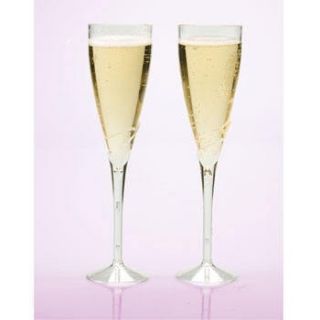  Clear Plastic Champagne Flutes Wine Martini Glasses Cups Clear