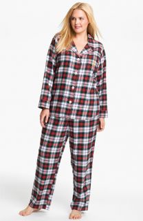 Lauren Ralph Lauren Sleepwear Brush Twill Plaid Pajamas (Plus)
