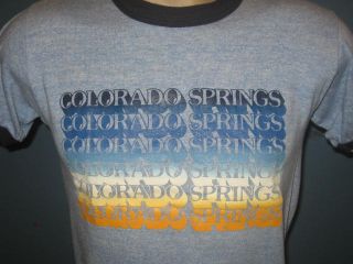  80s RAYON TRI BLEND COLORADO SPRINGS RINGER T Shirt XXS mountains thin