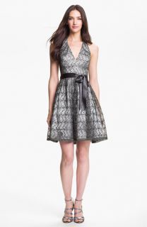 Adrianna Papell Sequin Lace Halter Dress