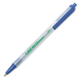12 BIC Ecolutions Clic Stic Retractable Blue Ball Pens