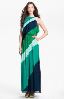 Vince Camuto Diagonal Colorblock Chiffon Maxi Dress