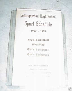 1957 Collingswood High School Sports Schedule Look