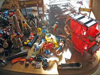 Huge lot of Playmobil Toys People, Horses, Motorcycle, fort, Lots of