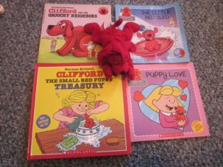 Clifford the Big Red Dog TOY DOGGIE Emily Elizabeth + 4 Books