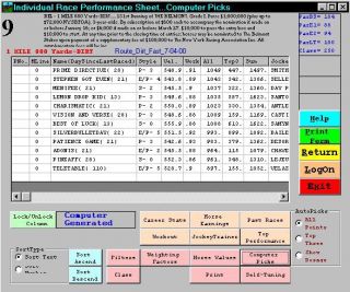  some of what you will find with the basic handicapping software