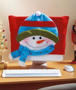 Snowman Holiday Computer Screen Monitor Cover Christmas Xmas Decor