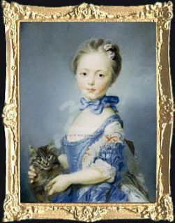 18th century colonial portrait of a young girl with her kitten new