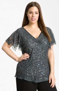 Adrianna Papell Sequin Chiffon Top (Plus)