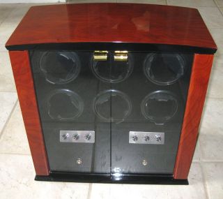 New Automatic 6 Rosewood Finish Upright Watch Winder