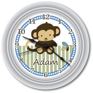 Personalized Monkey Wall Clock Boy Baby Shower Nursery Room Decor