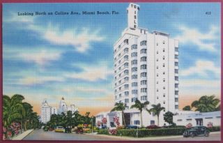 Collins Ave Miami Beach Florida Postcard Vtg FL Street View Post Card