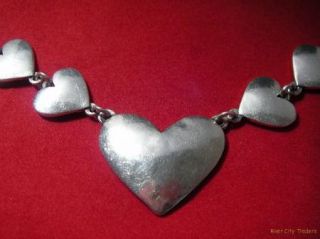 Jeep Collins Hammered Hearts Sterling Link Necklace Ret