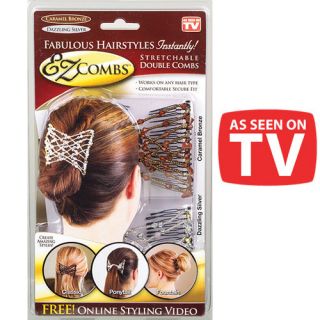 EZ Combs Stretchable Double Combs Bronze Silver Sealed Package Hair