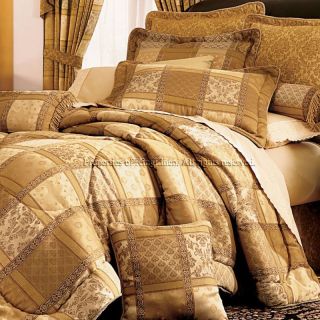 7pc Gold Jewel Patchwork Bedding Comforter Set Cal King