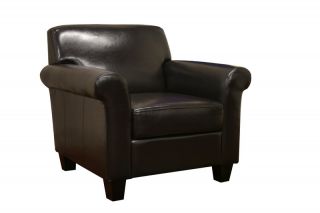 Modern Adonis Black Brown Faux Leather Club Chair