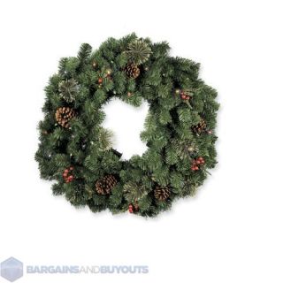 Indoor Outdoor Battery Operated LED Lighted Christmas Wreath 30 Clear