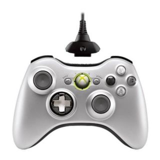  Microsoft Xbox 360 Silver Wireless Controller + Play & Charge Kit LN