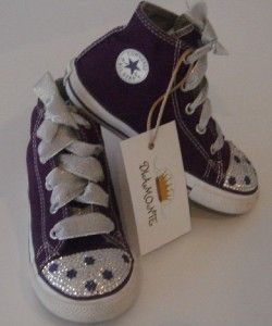 Purple Convers Featuring Clear Swarovski Cystals for Toddler Kids