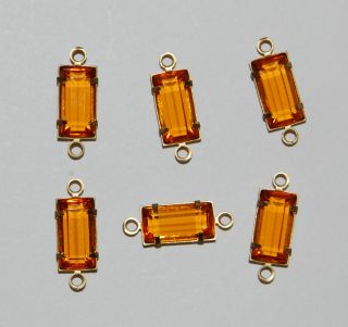 NEW OLD STOCK GORGEOUS VINTAGE TOPAZ GLASS BAGUETTE CONNECTORS