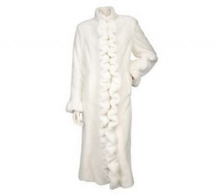 Dennis Basso Faux Fur Coat with Ruffle Front —