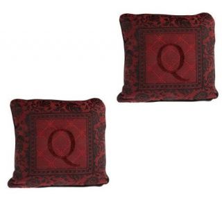 Set of 2 12 Square Woven Jacquard Monogram Pillows —