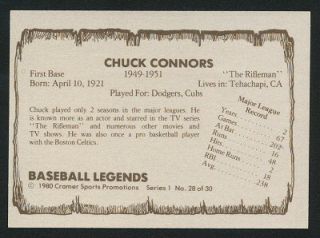 Chuck Connors Major League Baseball Basketball Movie and TV Star The