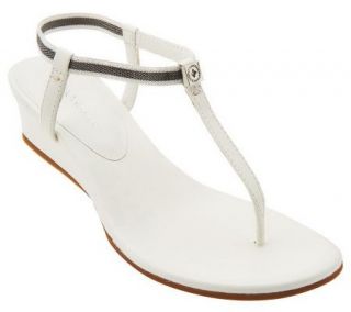 BCBGeneration Slip On Goring T Strap Wedge Sandals —