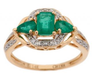 Premier 0.80 ct tw Zambian Emerald 1/10cttwDiamond Ring, 14K