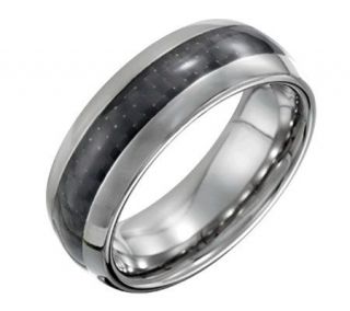Forza Mens 8mm Steel Polished Ring with CarbonFiber —