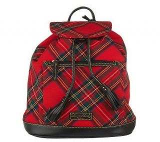 Dooney & Bourke Tartan Plaid Backpack with Front Pocket —