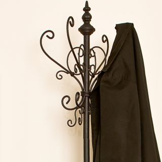 Metal Scroll Hall Tree Black Matte Rustic Coat Umbrella Stand Rack