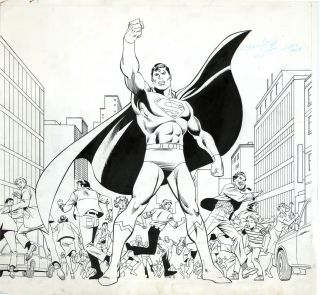 JOSE DELBO (attributed)   SUPERMAN PIN UP ORIGINAL ART   GREAT ICONIC