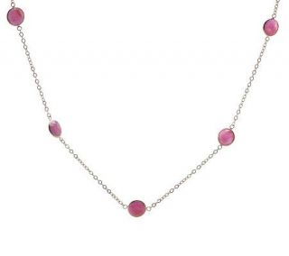 18 Pink Sapphire Station Necklace 14K Gold