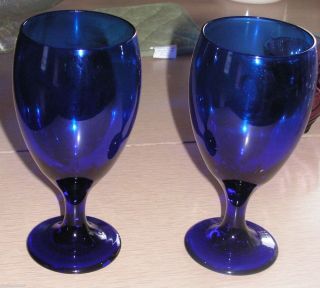 Beautiful Cobalt Blue Water Goblets Iced Tea Wine Glasses Stemware 2