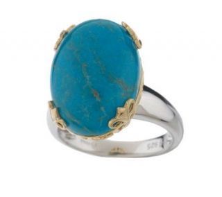 As IsSterling and Gold Tone Oval Turquoise Ring —