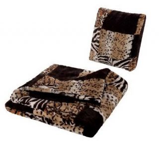 Dennis Basso Oversized Animal Print Faux Fur Throw & Pillow Set