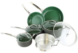  Piece Anodized Green Non Stick Kitchen Cookware Set Pans Pots