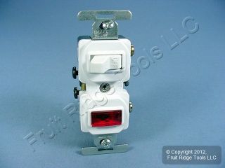 Cooper Electric White Pilot Light Toggle Switch Single Pole 15A 277W