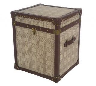 Linda Dano Glen Plaid ExpeditionTrunk with Faux Leather Trim