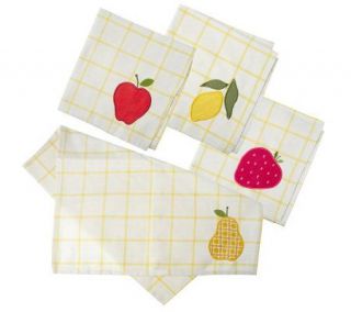 Tracy Hutson Set of Four 18 x 28 Fruit Applique Hand Towels