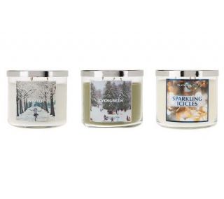 Slatkin & Co. Set of 3 Winter 14.5 oz. Triple Wick Candles —