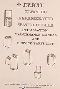  Water Cooler Service Instruction and Parts Manual Year 1973