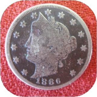 NIce Very Rare Key date 1886 Liberty Head V Nickel five cent piece old