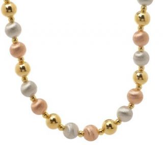 Veronese 18K Clad 18 Tri color Polished &Satin Bead Necklace